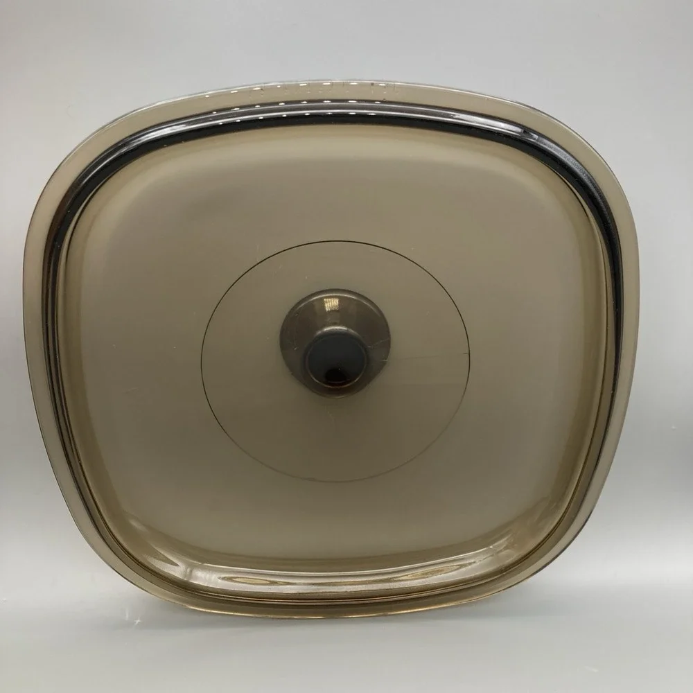 Pyrex Corning Ware AMBER  A-9-C Square Glass 2 & 3 Quart Casserole Lid ONLY
